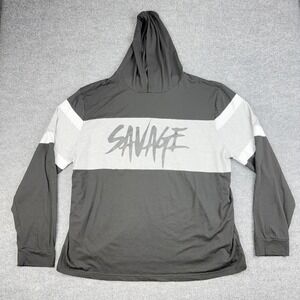 Brooklyn Laundry Hoodie Mens 3XL Black Gray Savage Graphic Lightweight Pullover